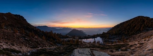Morning atmosphere over Laghett die Salei in La Vall di Salei
