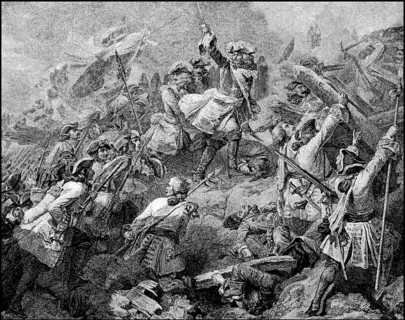 Marshal Villars storming the entrenchments of Denain on 27 July 1712