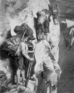 Schmuggler auf dem Marsch durch die Berge