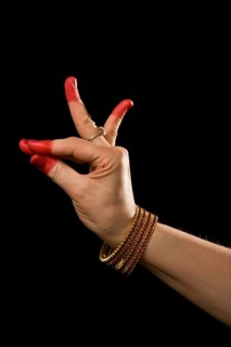 Woman hand showing Katakamukha hasta