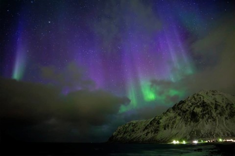 Aurora borealis northern lights in Vareid