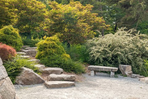 Beautiful garden setting with stepping stones