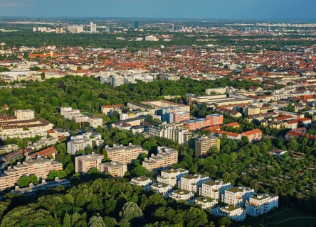 Aerial view of Munich from Olympiaturm