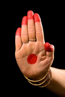 Woman hand showing Pataka hasta