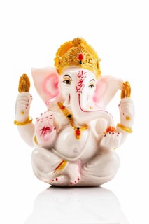 Ganesha statue isolated on white background with reflection