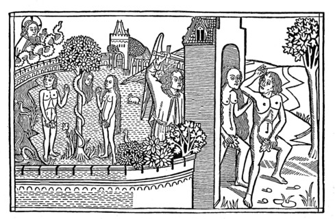 The Fall of Man and the Expulsion from Paradise. From the Cologne Bible