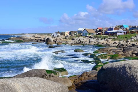 Village on rocky coast