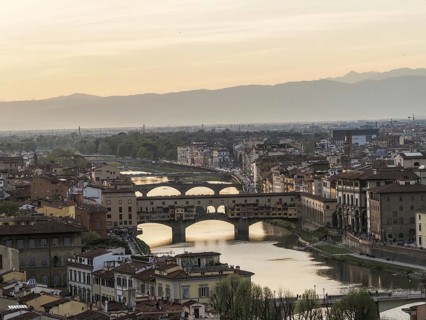 View of Florence in front of sunset from Piazzale Michelangelo
