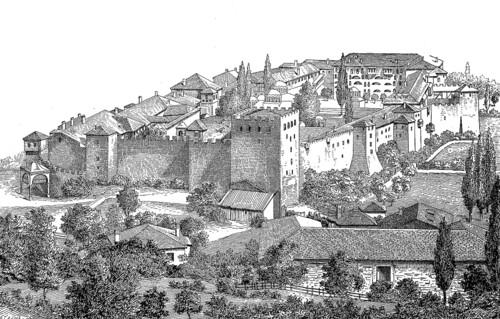 Lavra Monastery on the south-eastern corner of Mount Athos