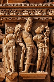 Stone carving bas relief sculptures on Vaman Temple