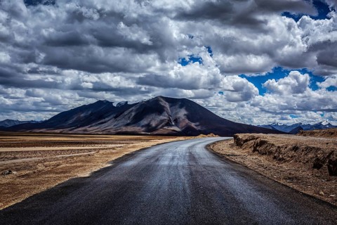 Trans-Himalayan Manali-Leh highway in Himalayas. More plains