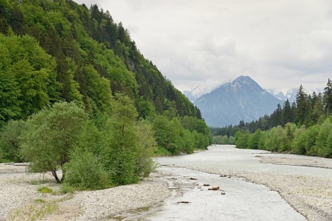 River landscape of the Iller near Fischen in the Allgaeu