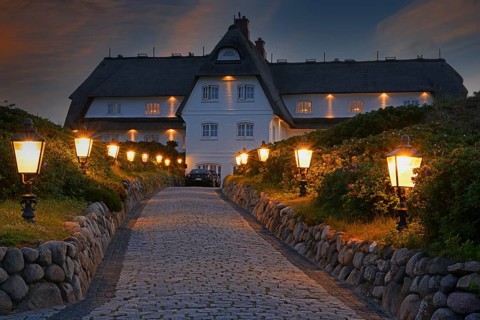 5 star luxury hotel Soelring Hof at sunset