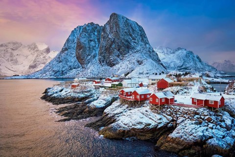 Famous tourist attraction Hamnoy fishing village on Lofoten Islands