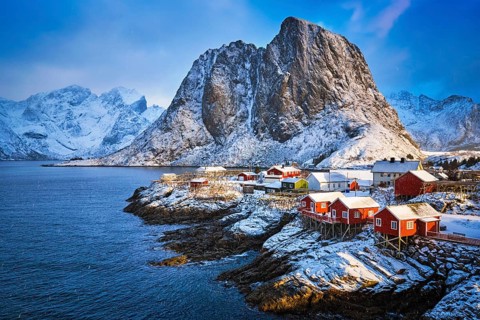 Famous tourist attraction Hamnoy fishing village on Lofoten Islands