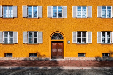 Yellow apartment buildings