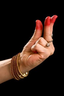 Woman hand showing Kangula hasta