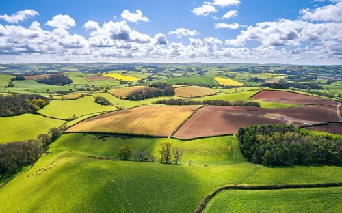 Fields and Meadows over English Village