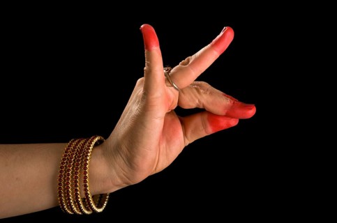 Woman hand showing Katakamukha hasta