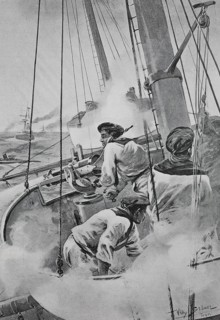 Im Kampfmast eines Kreuzers der Marine
