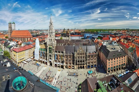 Aerial fish eye view of Munich