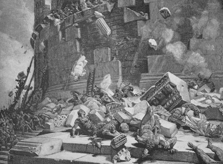Die Belagerung Roms durch den ostgotischen Koenig Witiges im Jahr 540. Die Roemer verteidigen die Stadt