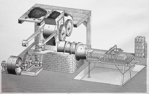 A steam-powered machine for the production of bricks