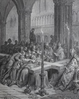 The veneration of the cross by the Crusaders