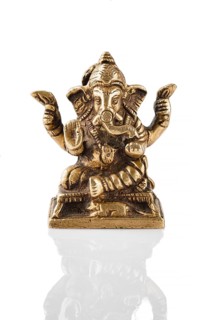 Ganesha bronze statue isolated on white background with reflection
