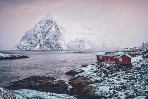 Famous tourist attraction Hamnoy fishing village on Lofoten Islands