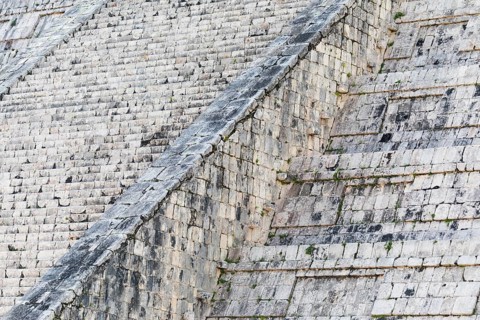 Abstract of the steps of the mayan el castillo pyramid at the archaeological site in chichen itza