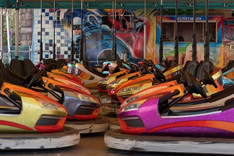 Bumper cars of a ride at the city festival