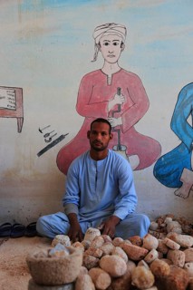 Worker in an alabaster factory