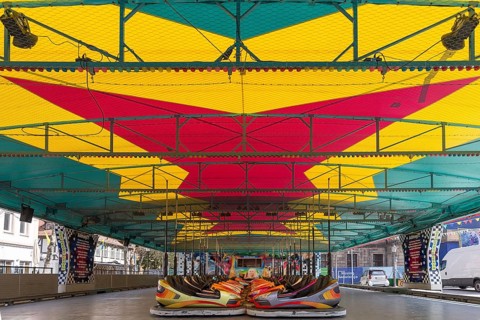 Bumper cars of a ride at the city festival