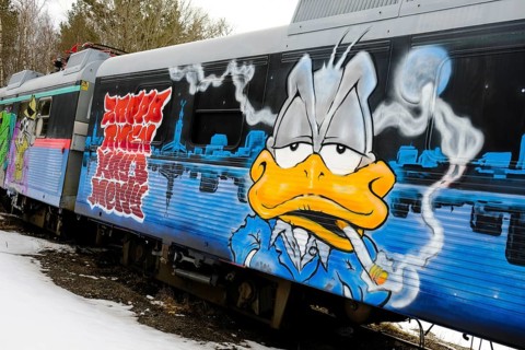 Graffity on disused railway wagons