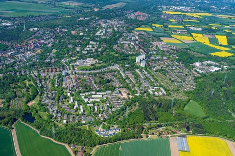 Aerial view of the Hamburg residential area Lohbruegge Nord