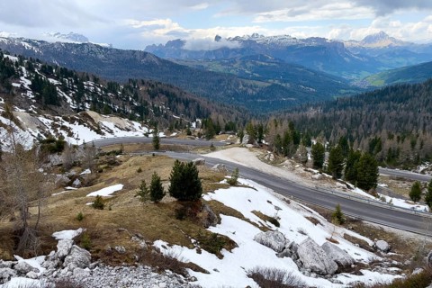 Serpentines of mountain pass in Alps