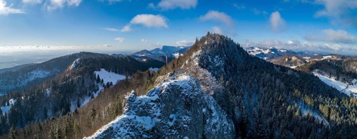 Belchenflueh and view of the first Jura mountains in winter