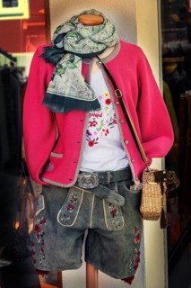 Shop window with traditional traditional costume fashion
