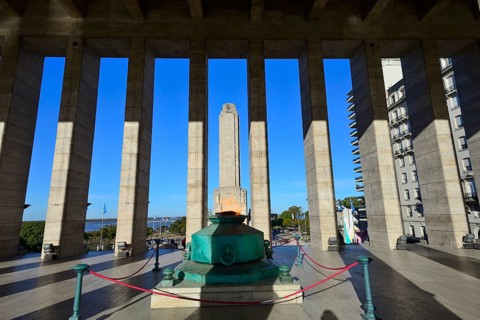 Eternal flame in the columned portal
