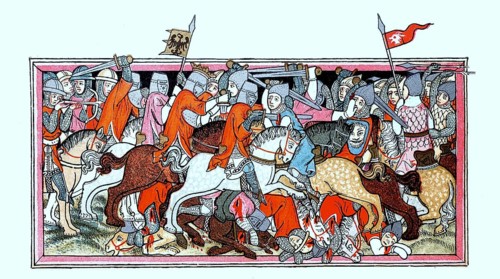 Schlachtszene aus der Zeit der Schlacht bei Muehldorf