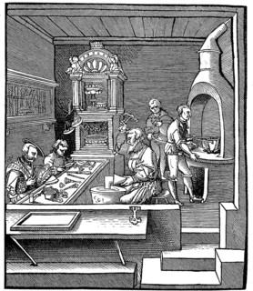 Goldsmith's workshop in 16th century France