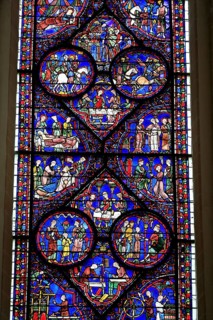 Leaded glass window in Notre Dame Cathedral of Chartres