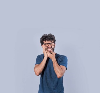 Attractive boy with toothache