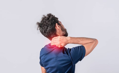 Close up of man with neck pain