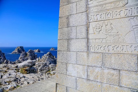 View from the Monument Aux Bretons at Pointe de Pen Hir on the rocks Les Tas de Pois
