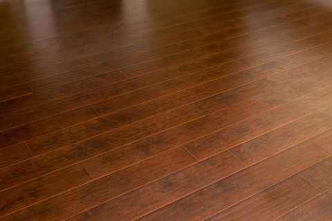 Beautiful newly installed brown laminate flooring in home