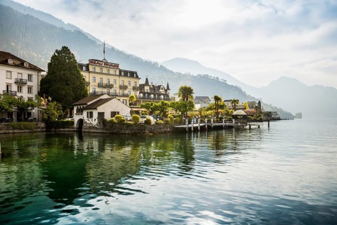 Hotels and houses on the lake