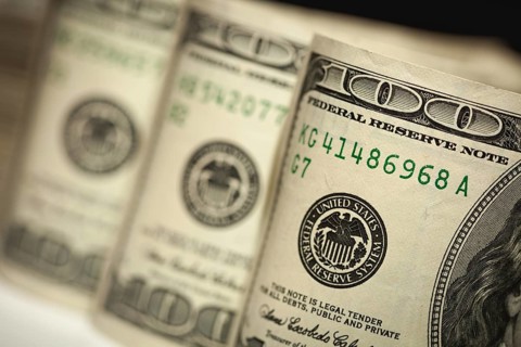 Abstract of one hundred dollar bills