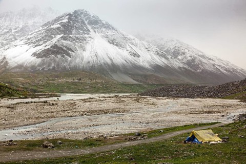 Tent in Himalayas. Lahaul Valley